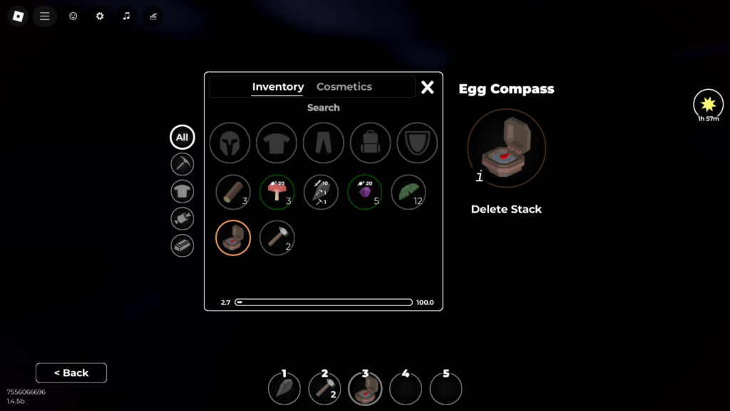 survival game equip egg compass