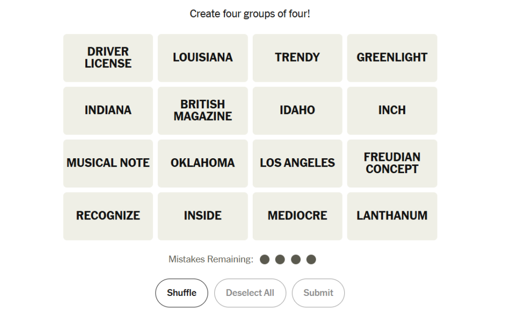 group out the words in nyt connections