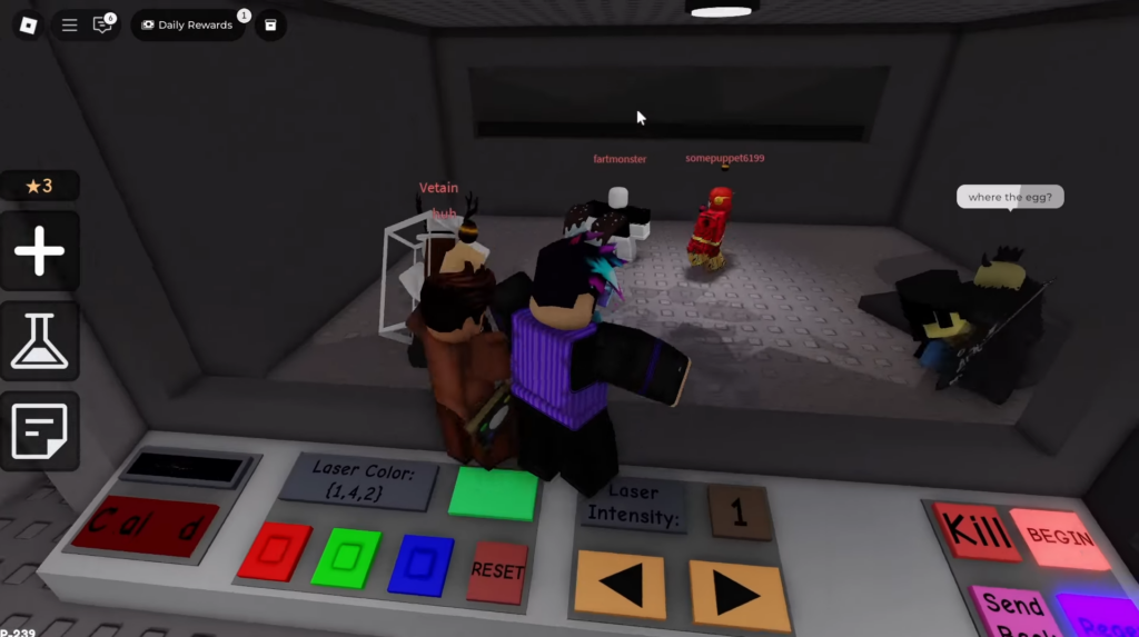Daycare room with broken glass